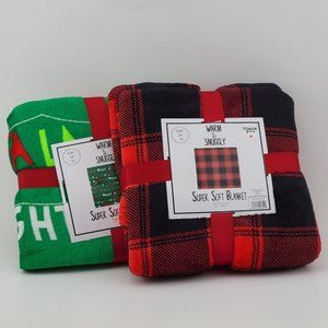 Christmas Warm & Snuggly Set of 2 Super Soft Blanket NWT